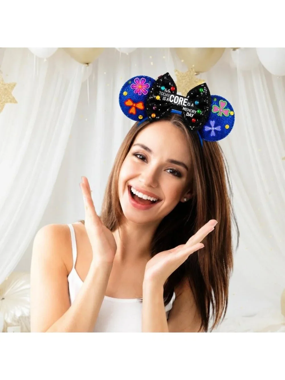 Women Black Blue Cartoon Mickey Mouse Costume Headband For Cosplay